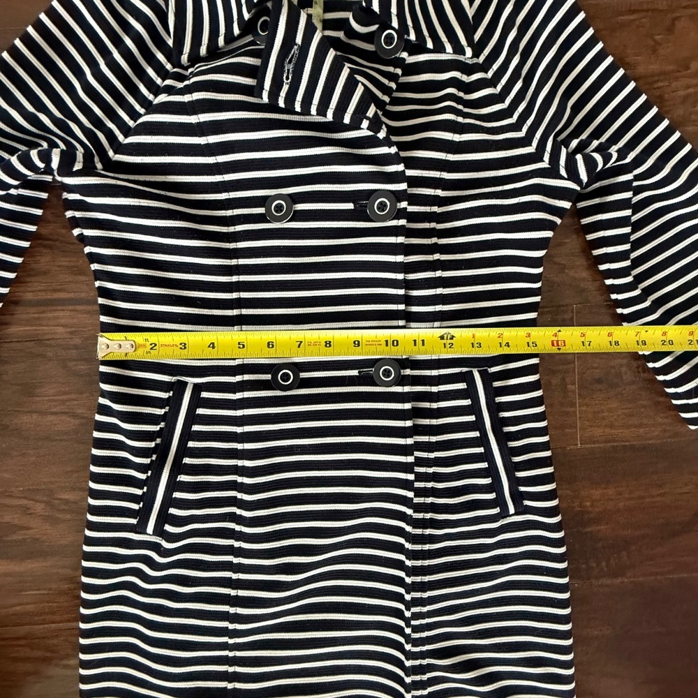 CAbi Striped Double Breasted Trench Jacket Navy White Size S Style 5151 - Picture 15 of 15
